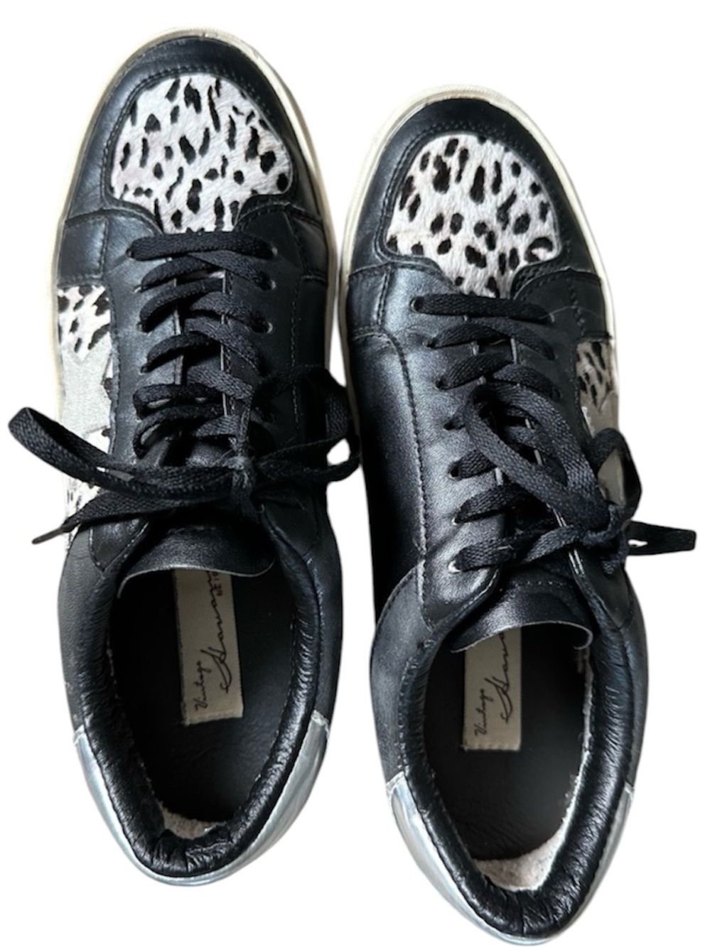 Vintage Havana Black and White Sneakers with Animal Print